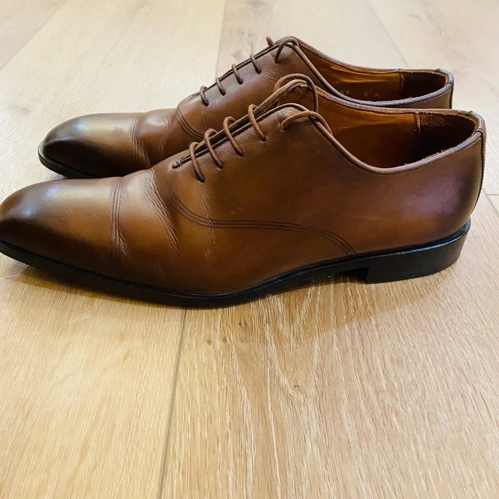 Massimo Matteo Firenze Dress Shoes Brown Leather Oxford Italy Office Work Size 9